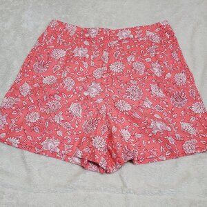 NWT J. Crew Rose Pink Red White Floral Linen Shorts Women 8 Cottagecore Feminine